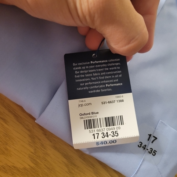 𝅺STAFFORD Men's Super Performance Blue Dress Shirt - Size (17) - NEW - Picture 3 of 6
